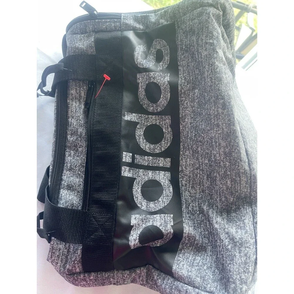 Adidas Defender Medium  Black Gray  Duffel Bag  Logo Shoulder STrap Travel Sport